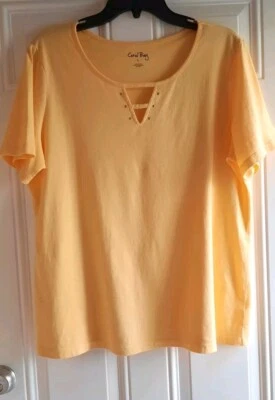 CORAL BAY 100% 棉 T 恤 - L - V 领带锁眼和耳钉,短袖 — 第 1/3 张图片