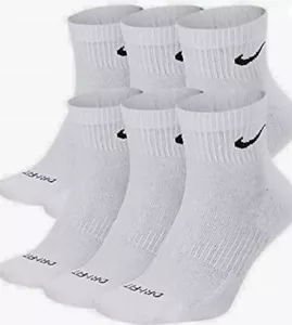 Nike SX6899-010: Youth Everyday Cushion Ankle 6 Pack White/Black Socks (Small) - Picture 1 of 3