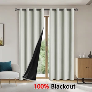 1Pc Solid Color Full Shading and Sun Protection 100% Blackout Curtains, Bedroom - Picture 1 of 19