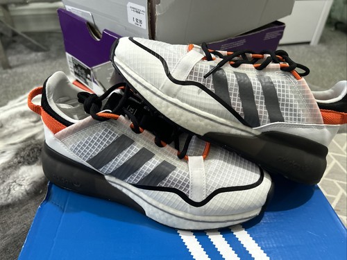 Adidas ZX 2K Boost bianco puro grigio arancione UK taglia 5 5 bel look originale
