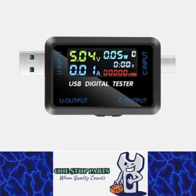 Digital USB Type-C Voltage Tester Volts Amps and Current Draw Test Accessories - image 1 of 4