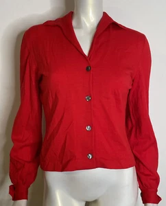Vintage Conferioni FIM roter Wollpullover Damen S M Knopfleiste LS - Bild 1 von 10