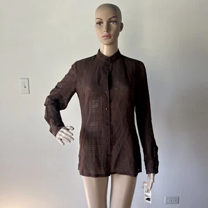 Nuevo Nuevo Con Etiquetas Jones New York Marrón Transparente Manga Larga Abotonada Top Camisa Diseño a Cuadros S - Imagen 1 de 19
