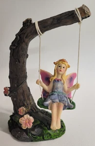 Fairy Girl Tree Swing Garden Decor Mini Figurine Dollhouse Decor Ornament 5.5" - Picture 1 of 5