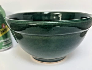 Vintage Rowe Pottery Works "RPW" Stoneware Dark Green Mixing Bowl 7.25” X 4” - Picture 1 of 4