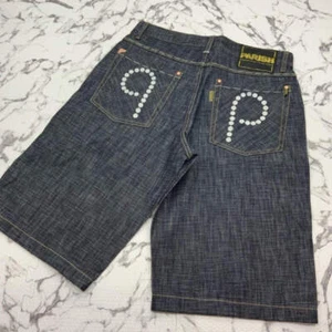 Men's Parish Raw Dk Blue | White Denim Shorts NWT - Picture 1 of 7
