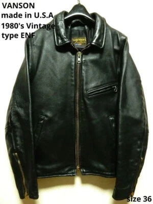 VANSON ENFIELD Single Riders Motorcycle Jacket Men Size 36 black TALON vintage - Image 1 of 4