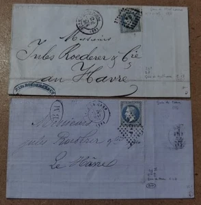 Lot NAPOLÉON sur LETTRE cachet GARE DE MULHOUSE - Gare de Caen - BÂLE À PARIS - Imagen 1 de 2