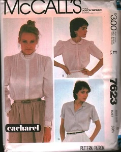 7623 Vintage McCalls SEWING Pattern Misses 1980s Front Buttoned Blouse OOP UNCUT - Picture 1 of 2