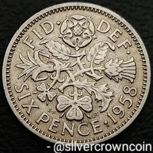 Great Britain UK 6 Pence 1958. KM#903. Sixpence Lucky Wedding coin. 6P. L - Picture 1 of 7