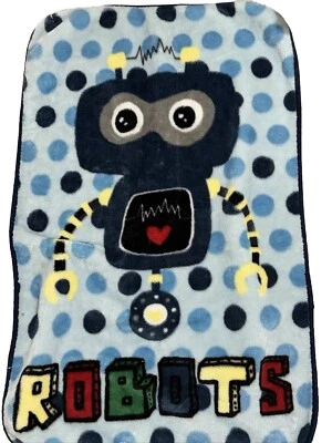 SL Home Fashions Blue Robots Fluffy Blanket 30x40 - Image 1 of 3
