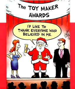 Divertida Feliz Navidad Santa Claus Mejor Regalo Regalo Juguete Creer Tarjeta de Felicitación - Imagen 1 de 3