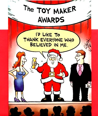 Funny Merry Christmas Santa Claus Best Gift Giver Toy Believe Greeting Card - Image 1 of 3