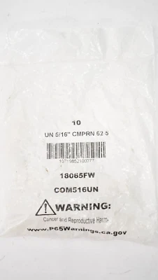 Lot of 10 Compression Unions 5/16" Brass 62-5 Units Tools 18065FW COM516UN - Image 1 of 4