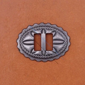 5X Antique Nickle Leathercraft Oval Rope Side Belt Hat Saddle Slotted Concho LOT - Picture 1 of 10