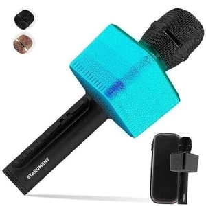 3 in 1 Wireless Bluetooth Karaoke Microphone with LED Lights Portable Black - Picture 1 of 8