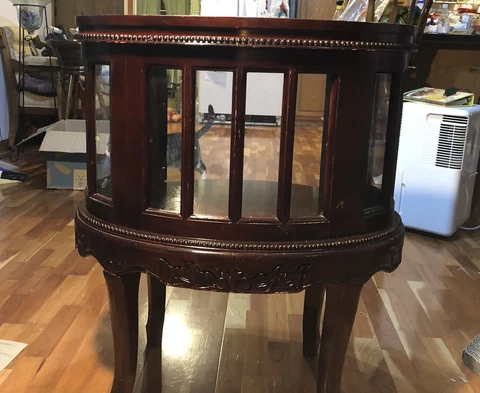 Vintage Mahogany & Glass Table Curio China Display Liquor Cabinet Cover