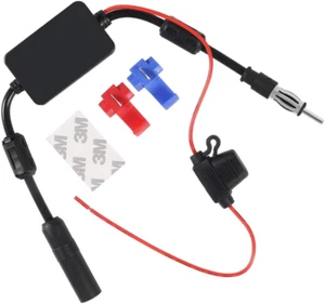 Universal Car Stereo Radio FM Antenna Signal Booster Amplifier Amp,12V Power Su - Picture 1 of 6