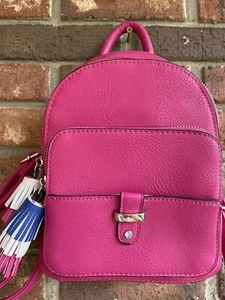 Candies Mini Faux Leather Backpack Fuchsia Pink With Tassels - Picture 1 of 8