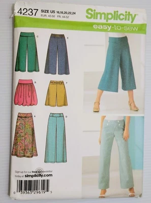 Simplicity Patterns 4237 Misses Knit Skirt Pants Shorts 16-24 Uncut - Image 1 of 4
