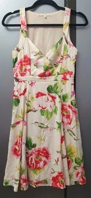 Uttam Boutique Satin Floral Beaded Dress UK10 EU38 US6 Knielang Fit & Flare - Bild 1 von 4