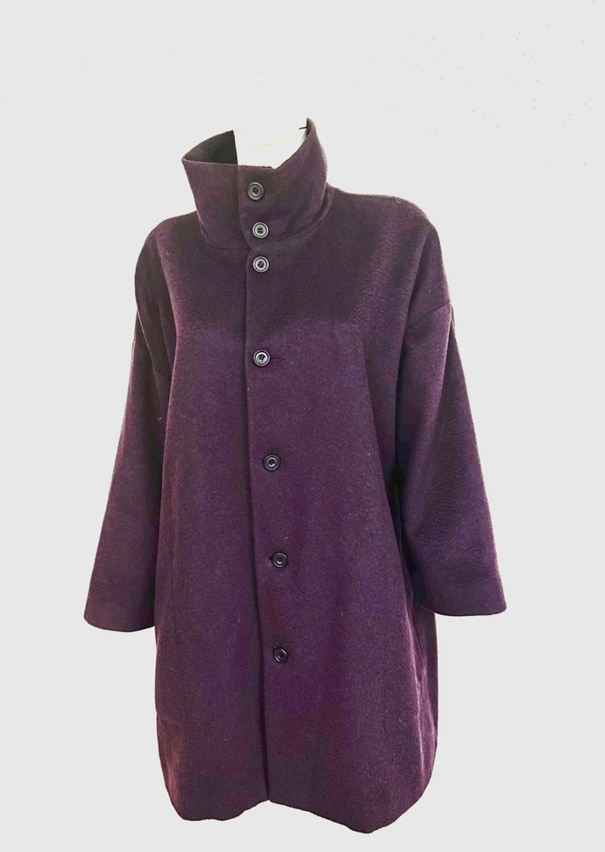 Abrigo Eskandar 100% Bebé Cabello Camello Ciruela Berenjena Hecho en Inglaterra Diseñador 1 Talla Foto 1 de 4