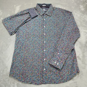 Camicia Bugatchi uomo grande multicolore stampa geometrica a forma di vestibilità con bottoni casual - Foto 1 di 12