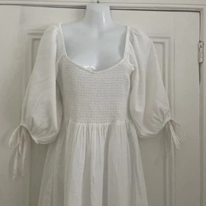 Abito da damigella con scollatura in lino di cotone bianco accessorize - Taglia M (UK 12 - 14) - Foto 1 di 5