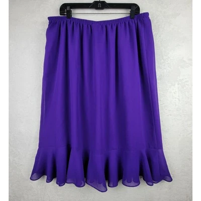 Fairycore Midi Lined Pull On Skirt Ruffle Hem Purple Sz 20W Whimsical Dressy - Image 1 of 4