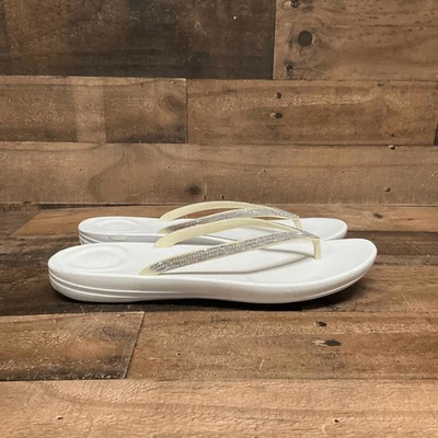 Sandalias FitFlop iQushion brillantes blancas estrás para mujer 11 Foto 1 de 4
