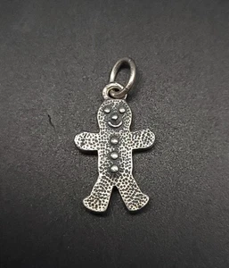 Gingerbread Man - Double Sided Sterling Silver Bracelet Charm - Used - Picture 1 of 3
