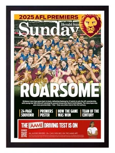 Framed 2025 Brisbane Lions AFL Premiers Football Poster - 62cm x 44.5cm x 3.5cm - Picture 1 of 4