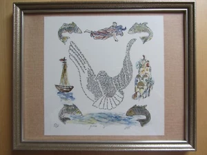 Friedenstaube,  Original-Farblithografie aus Israel - Bild 1 von 7