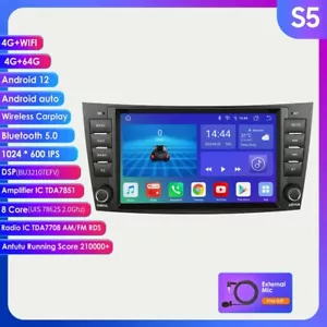 8''GPS Car Radio For Mercedes-Benz E-Class W219 W211 Android12 Apple Carplay RDS - Picture 1 of 23