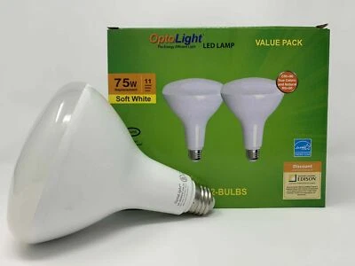2 pack BR40 LED 11W 2700K Warm White Indoor/Outdoor Flood Light Bulbs 75 Watt - Image 1 of 2