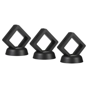 3D Floating Display Frame Coin Jewelry Case with Base 2"x2" Black 3pcs - Picture 1 of 6