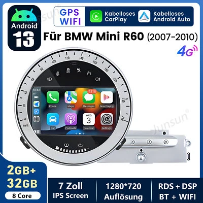 Für BMW MINI R52 R56 R60 Android13 Autoradio Carplay GPS NAVI DAB WIFI BT SWC 4G - Bild 1 von 4