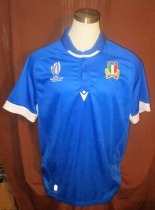 2023 Italy World Cup Rugby Mens Jersey, Paris, Blue, Macron, Size 3XL, EUC - Picture 1 of 9