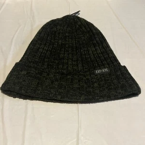 Express Winter Knit Beanie Hat Black Ribbed One Size NWT - Picture 1 of 5
