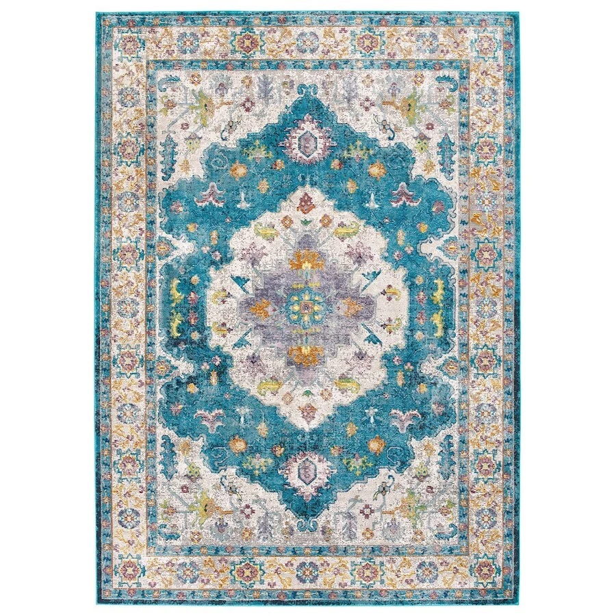 Modway Success Anisah 8x10 Area Rug Blue Ivory Yellow Orange -R-1163C-810