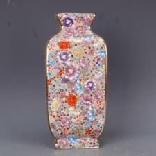 9.8" Collect China Colour Enamels Porcelain Gild Ten Thousand Flower Vase 5