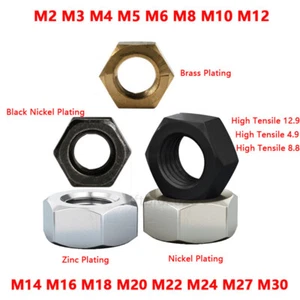 12.9/8.8 Stahl Sechskantmuttern Muttern Mutter Din 934 M2 M3 M4 M5 M6 M8 M10~M30 - Picture 1 of 4
