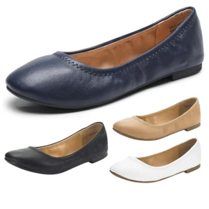 Women Classic Ballerina Ballet Flats Round Toe Slip On Comfortable Walking Shoes - Picture 1 of 10