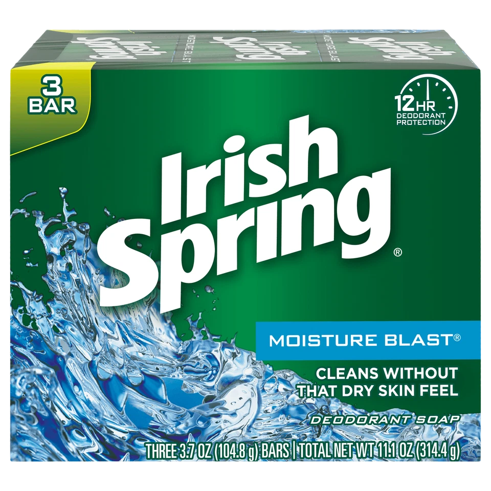 Irish Spring 3Bar Moisture Blast Soap 314.4g -PACK OF 2