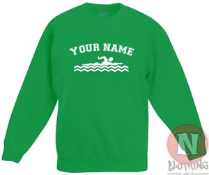 Personalised swimming sweatshirt Children's kids swim team - Just add name - Picture 1 of 13