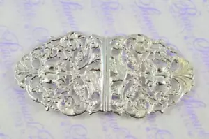 Buckingham Pattern Silver Plated Nurses Buckle Handmade in Sheffield - Picture 1 of 5