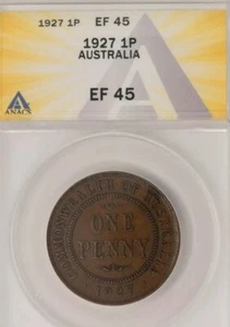 1927 Australia Penny. ANACS EF45 - Picture 1 of 2