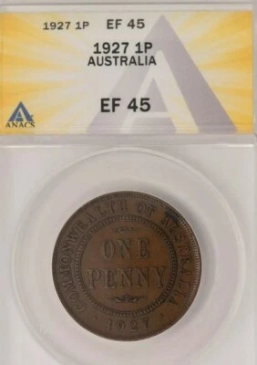 1927 Australia Penny. ANACS EF45 - Image 1 of 2