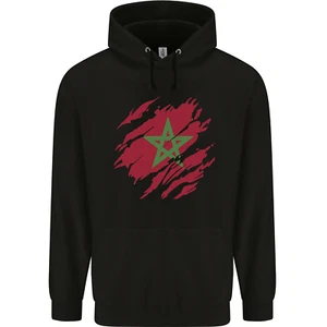 Torn Morocco Flag Moroccan Day Football Childrens Kids Hoodie - Picture 1 of 12
