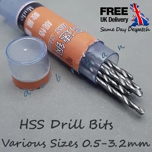 Metal HSS Metric Drill Bits Set 10pc Packs 0.5 to 3.2mm for Steel & Wood UK - Picture 1 of 1